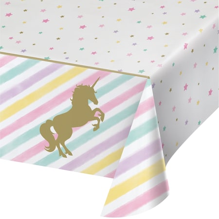 Creative Converting Sparkle Unicorn Plastic Tablecloth, 102"x54", 6PK 329302